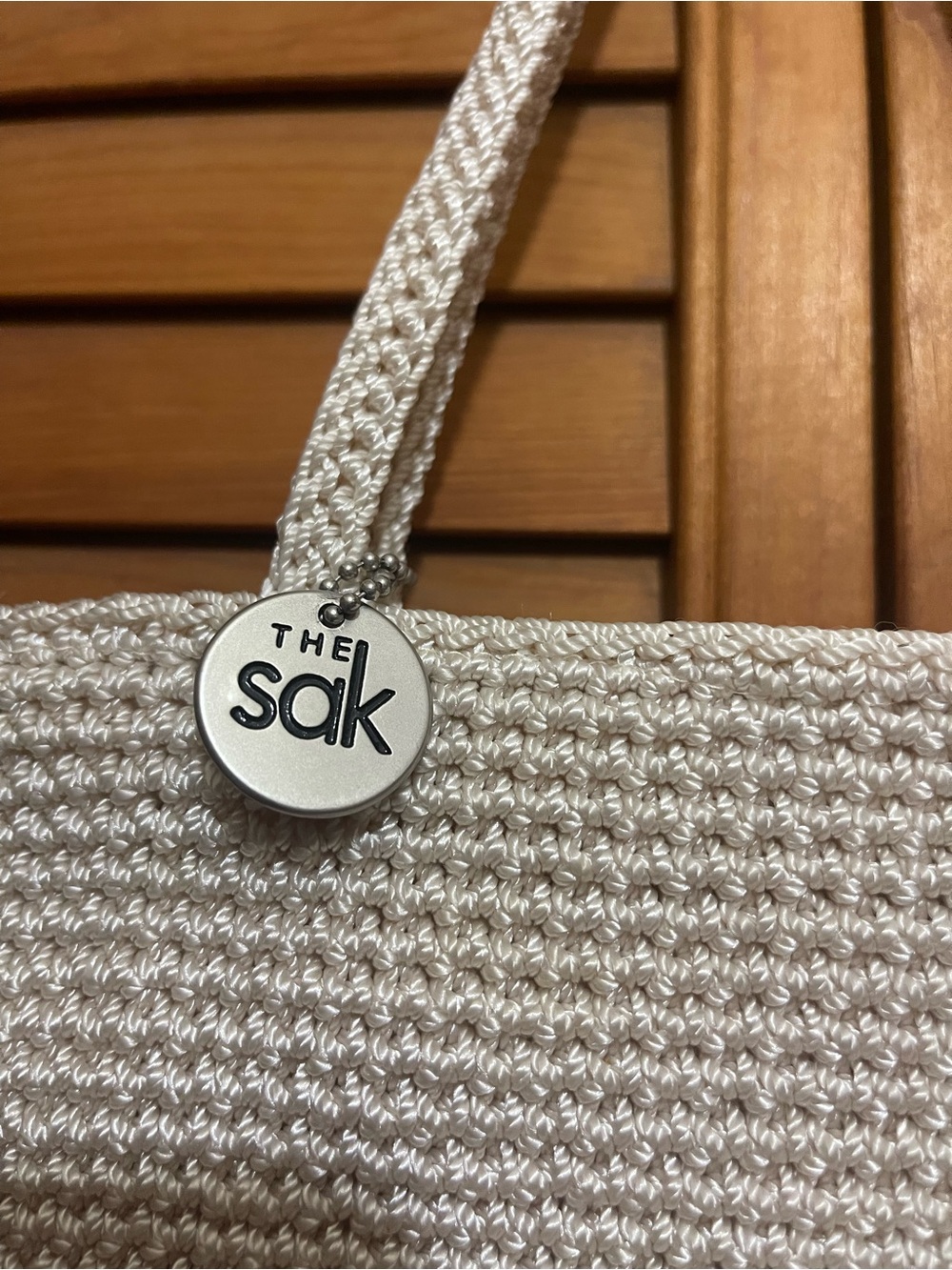 The Sak Ivory Crochet Tote with Branded Charm